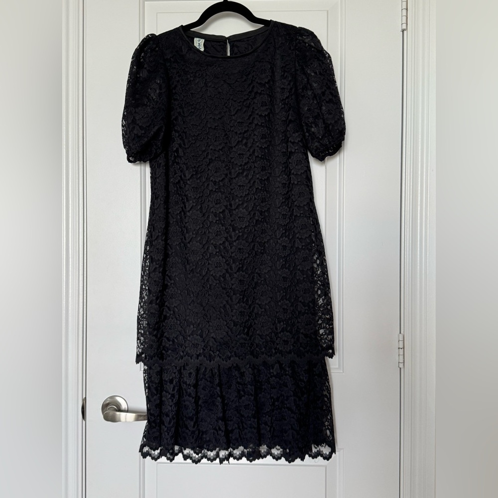 Vintage Nu Mode Black Lace Dress, fits small or medium
